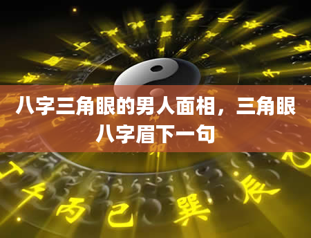 八字三角眼的男人面相，三角眼八字眉下一句