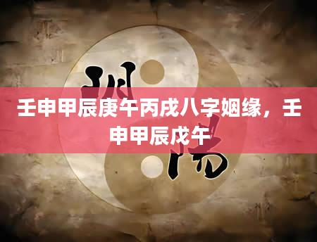 壬申甲辰庚午丙戌八字姻缘，壬申甲辰戊午