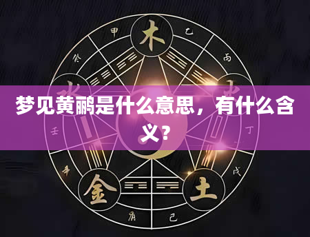 梦见黄鹂是什么意思，有什么含义？