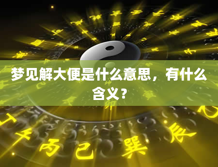 梦见解大便是什么意思，有什么含义？