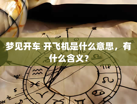 梦见开车 开飞机是什么意思，有什么含义？
