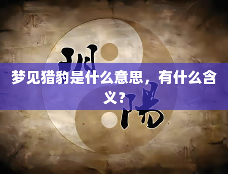 梦见猎豹是什么意思，有什么含义？
