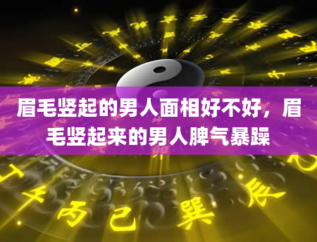 眉毛竖起的男人面相好不好，眉毛竖起来的男人脾气暴躁