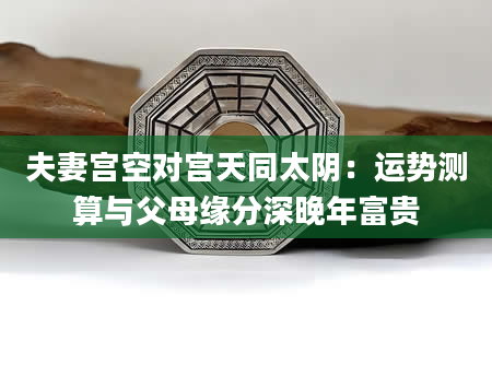 夫妻宫空对宫天同太阴：运势测算与父母缘分深晚年富贵