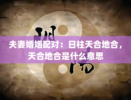 夫妻婚姻配对：日柱天合地合，天合地合是什么意思