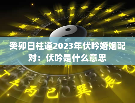 癸卯日柱逢2023年伏吟婚姻配对：伏吟是什么意思