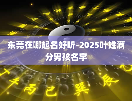 东莞在哪起名好听-2025叶姓满分男孩名字