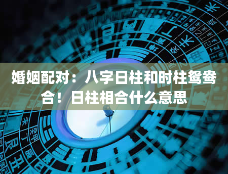 婚姻配对：八字日柱和时柱鸳鸯合！日柱相合什么意思