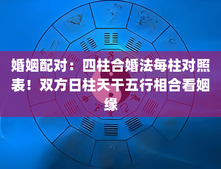 婚姻配对：四柱合婚法每柱对照表！双方日柱天干五行相合看姻缘