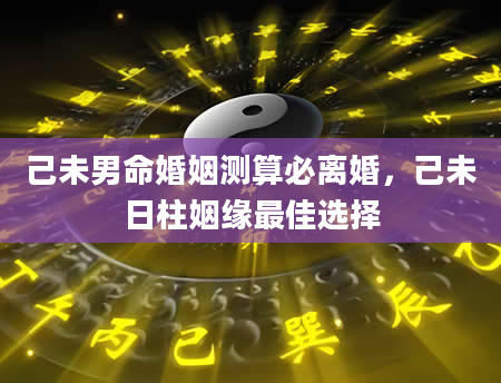 己未男命婚姻测算必离婚，己未日柱姻缘最佳选择