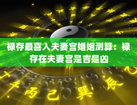 禄存最喜入夫妻宫婚姻测算：禄存在夫妻宫是吉是凶