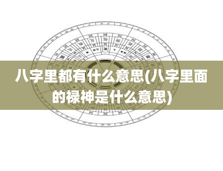 八字里都有什么意思(八字里面的禄神是什么意思)