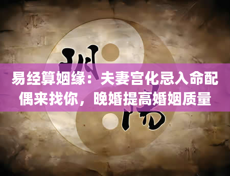 易经算姻缘：夫妻宫化忌入命配偶来找你，晚婚提高婚姻质量