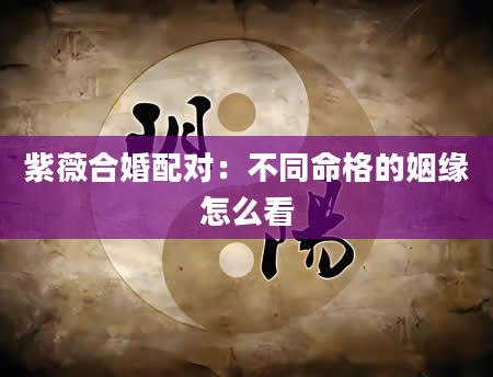 紫薇合婚配对：不同命格的姻缘怎么看