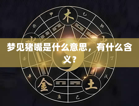 梦见猪嘴是什么意思，有什么含义？