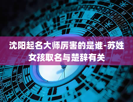 沈阳起名大师厉害的是谁-苏姓女孩取名与楚辞有关