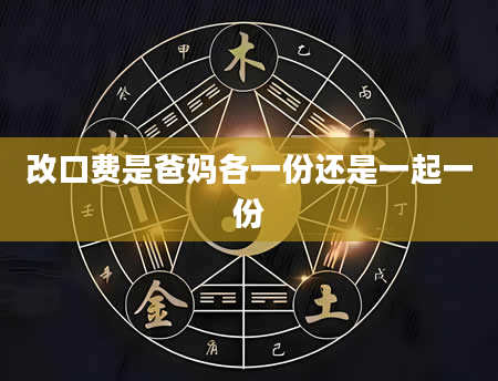 改口费是爸妈各一份还是一起一份