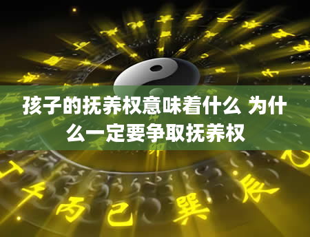 孩子的抚养权意味着什么 为什么一定要争取抚养权