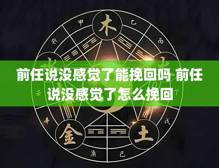 前任说没感觉了能挽回吗 前任说没感觉了怎么挽回