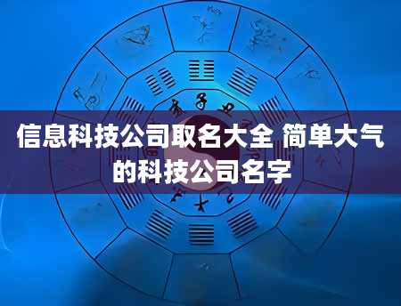 信息科技公司取名大全 简单大气的科技公司名字