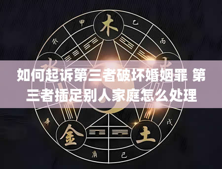 如何起诉第三者破坏婚姻罪 第三者插足别人家庭怎么处理