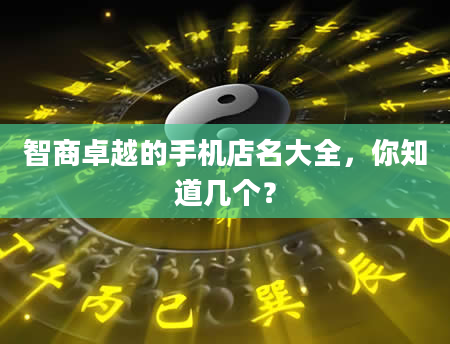 智商卓越的手机店名大全，你知道几个？