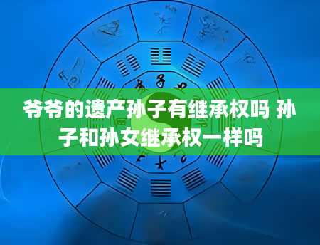 爷爷的遗产孙子有继承权吗 孙子和孙女继承权一样吗