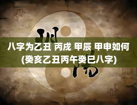 八字为乙丑 丙戌 甲辰 甲申如何(癸亥乙丑丙午癸巳八字)