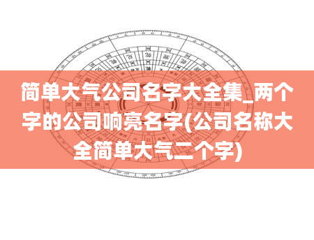 简单大气公司名字大全集_两个字的公司响亮名字(公司名称大全简单大气二个字)