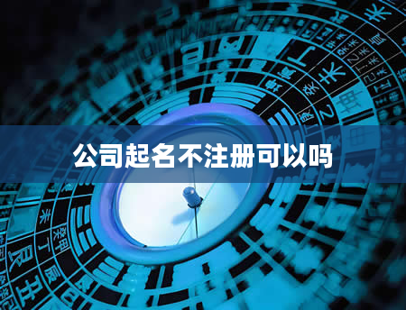 公司起名不注册可以吗