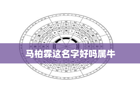 马柏霖这名字好吗属牛
