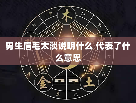男生眉毛太淡说明什么 代表了什么意思