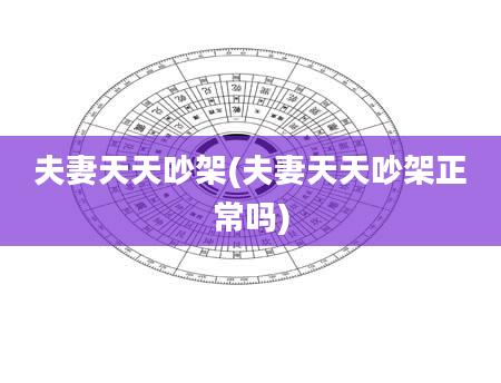 夫妻天天吵架(夫妻天天吵架正常吗)