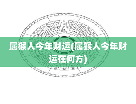 属猴人今年财运(属猴人今年财运在何方)