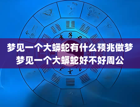 梦见一个大蟒蛇有什么预兆做梦梦见一个大蟒蛇好不好周公