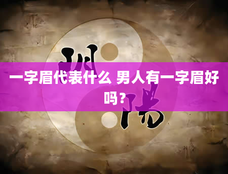 一字眉代表什么 男人有一字眉好吗?