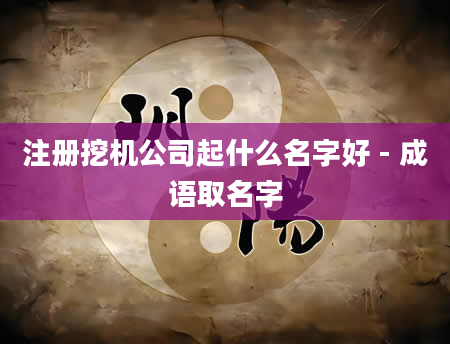 注册挖机公司起什么名字好 - 成语取名字