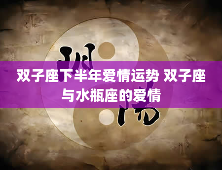 双子座下半年爱情运势 双子座与水瓶座的爱情