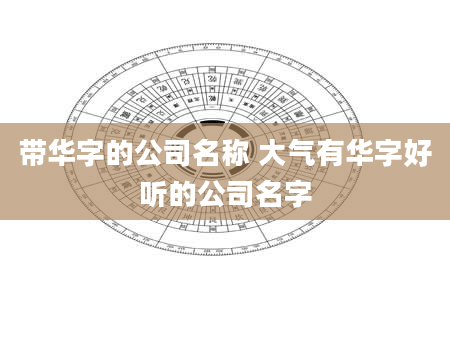 带华字的公司名称 大气有华字好听的公司名字