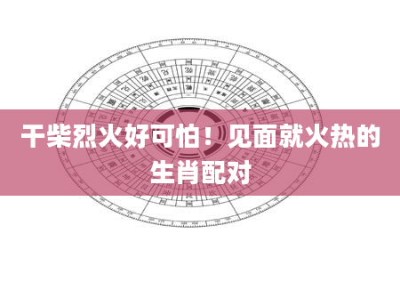 干柴烈火好可怕!见面就火热的生肖配对