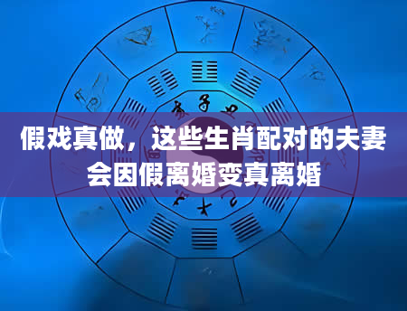 假戏真做,这些生肖配对的夫妻会因假离婚变真离婚