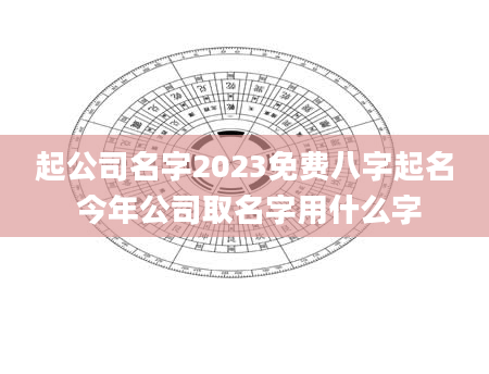 起公司名字2023免费八字起名 今年公司取名字用什么字