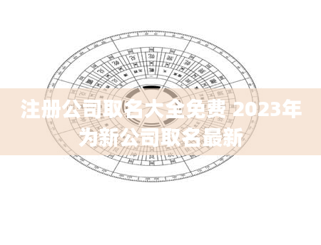 注册公司取名大全免费 2023年为新公司取名最新