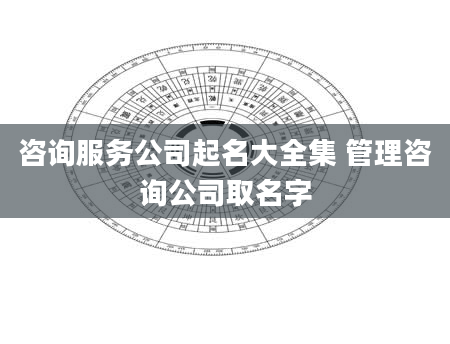 咨询服务公司起名大全集 管理咨询公司取名字