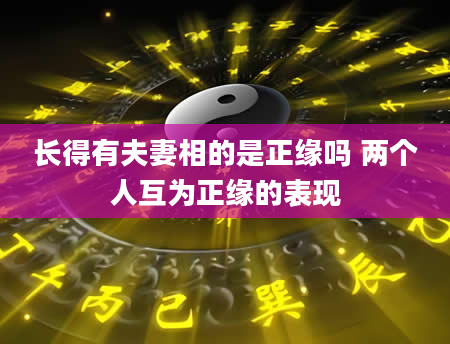 长得有夫妻相的是正缘吗 两个人互为正缘的表现