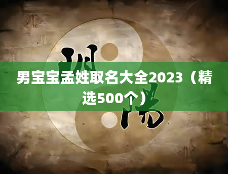 男宝宝孟姓取名大全2023(精选500个)