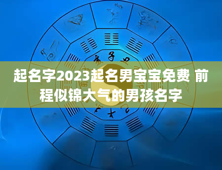 起名字2023起名男宝宝免费 前程似锦大气的男孩名字