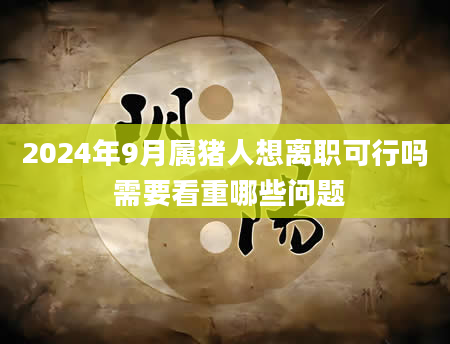 2024年9月属猪人想离职可行吗 需要看重哪些问题