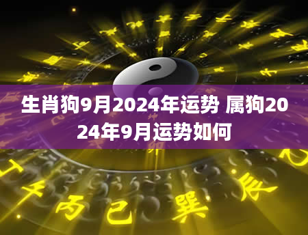 生肖狗9月2024年运势 属狗2024年9月运势如何