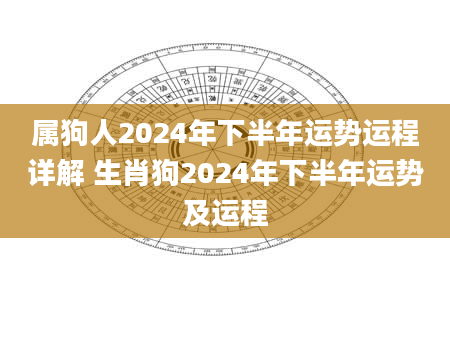 属狗人2024年下半年运势运程详解 生肖狗2024年下半年运势及运程